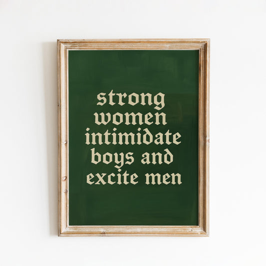 Feminist Gothic Wall Art – Strong Women Art Bold Text Poster With Medieval Font