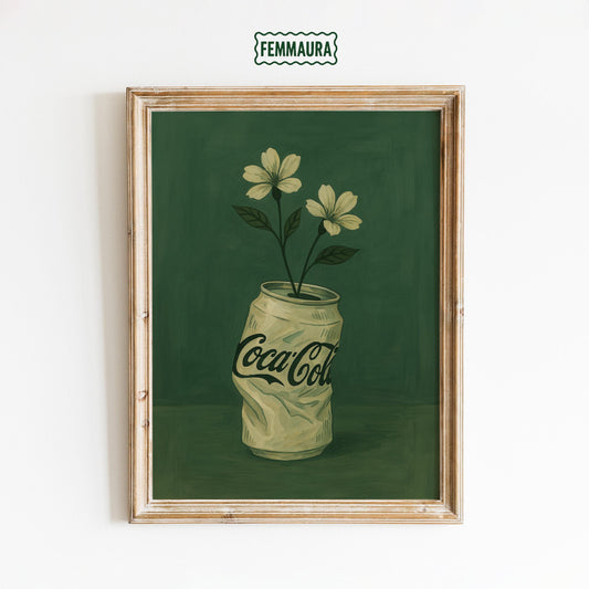 Vintage Pop Wall Art – Cola Wall Art Crushed Soda Can Vase Floral Poster