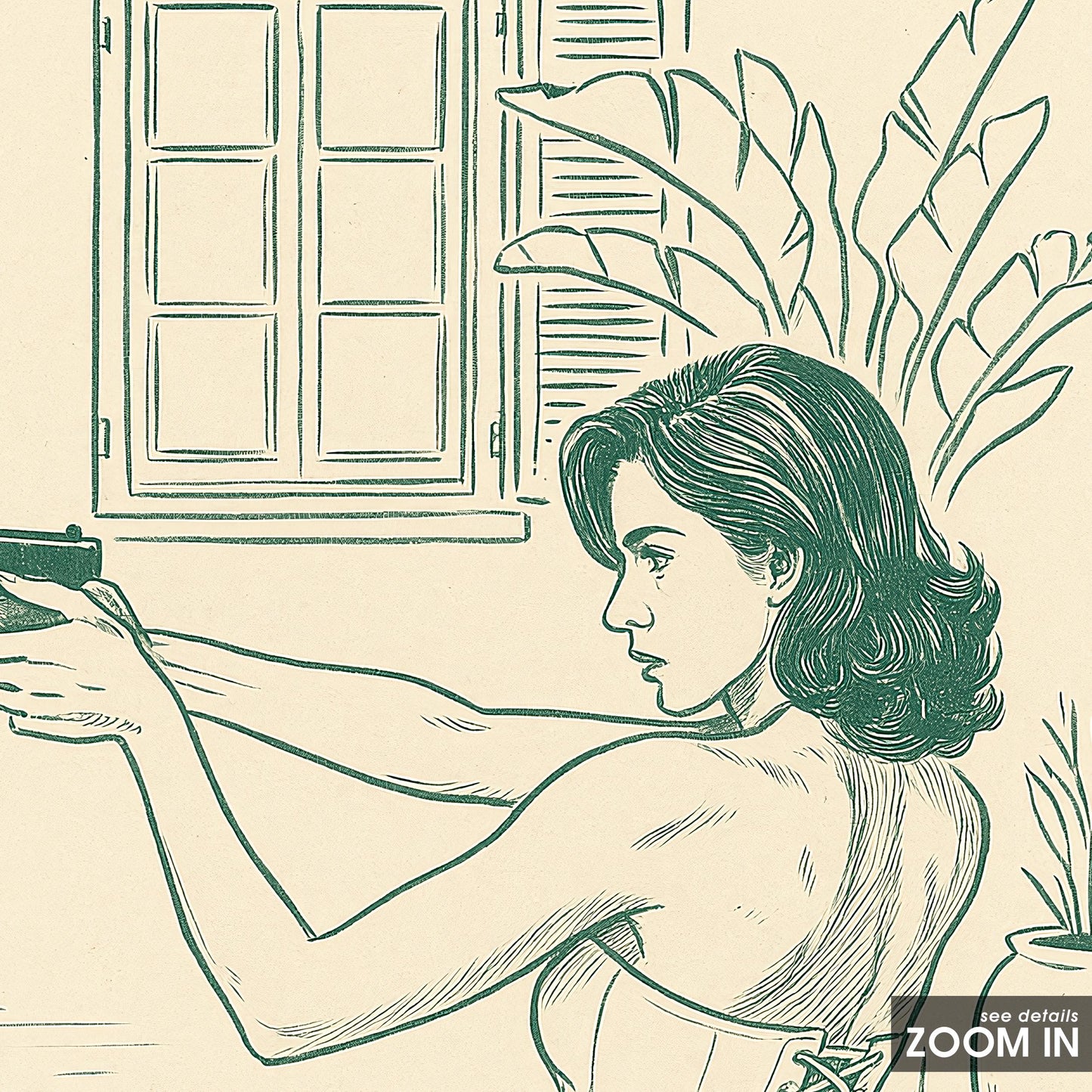 Poised Femme Poster – Minimal Line Art Woman Print, Femmaura Bold Series