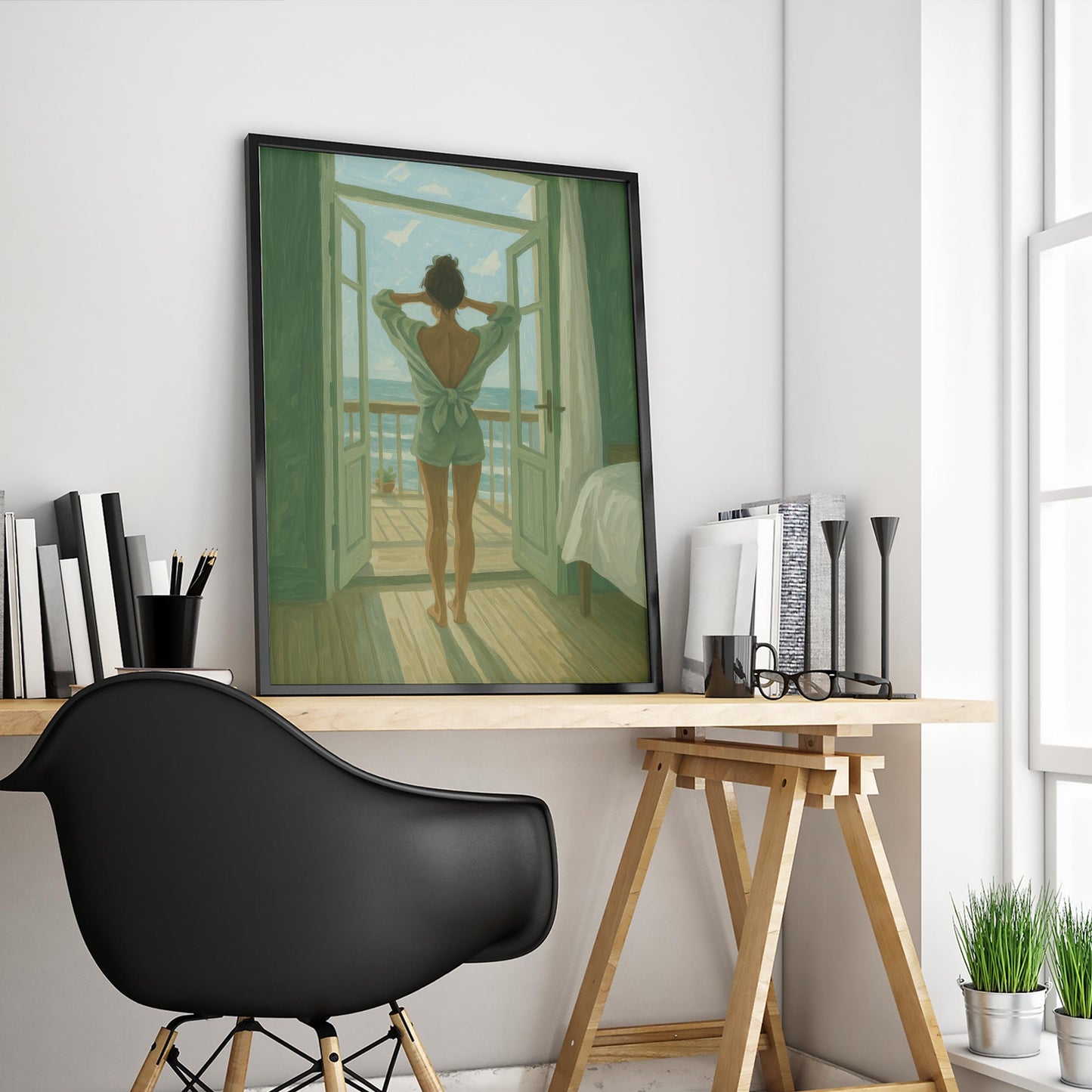 Ocean View Poster – Serene Coastal Wall Art for Bedroom & Beach House Decor