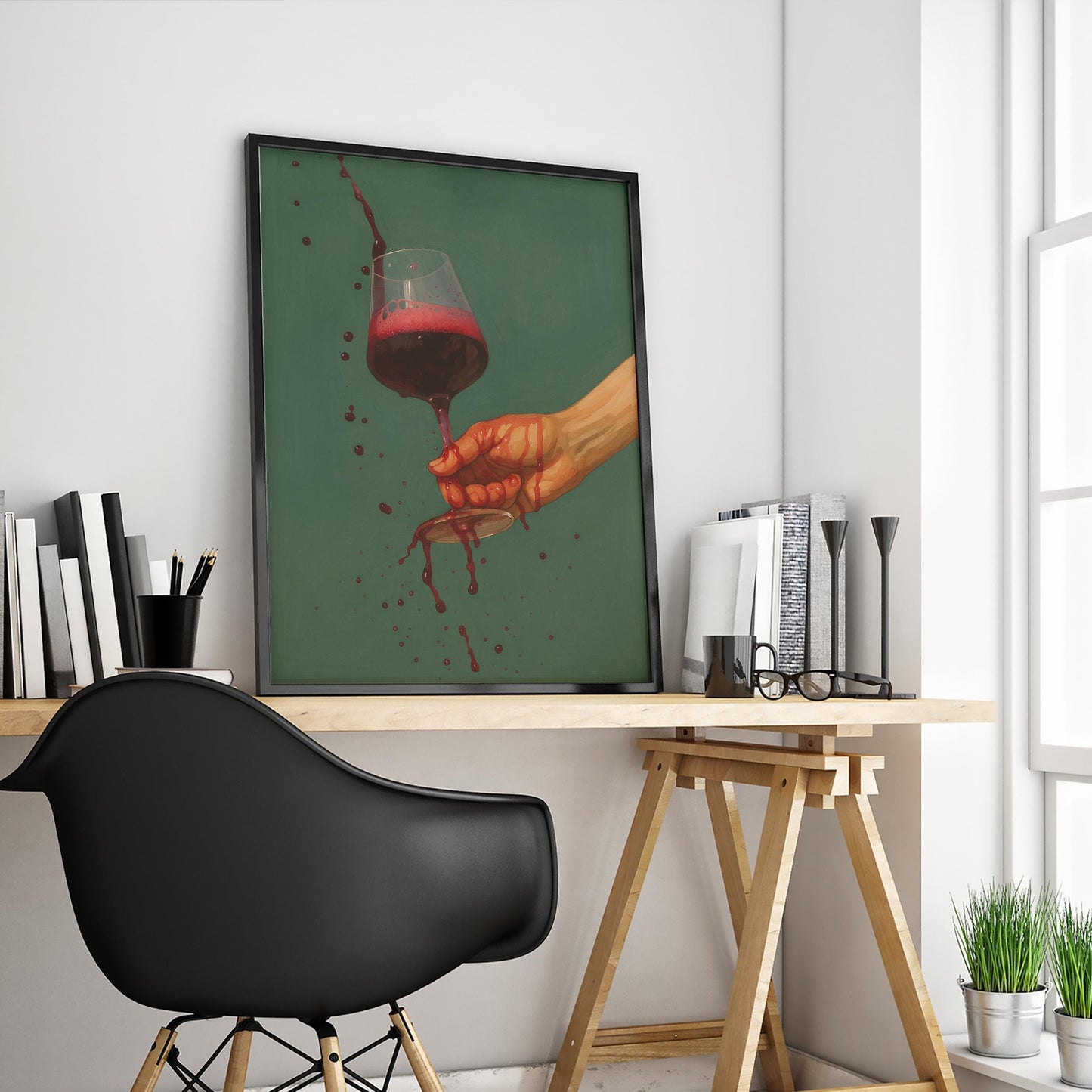 Spilled Wine Poster – Bold Retro Wall Art With Dramatic Wine Artwork