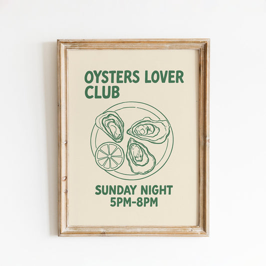 Oyster Wall Art – Vintage Seafood Kitchen Decor | Coastal Dining Print
