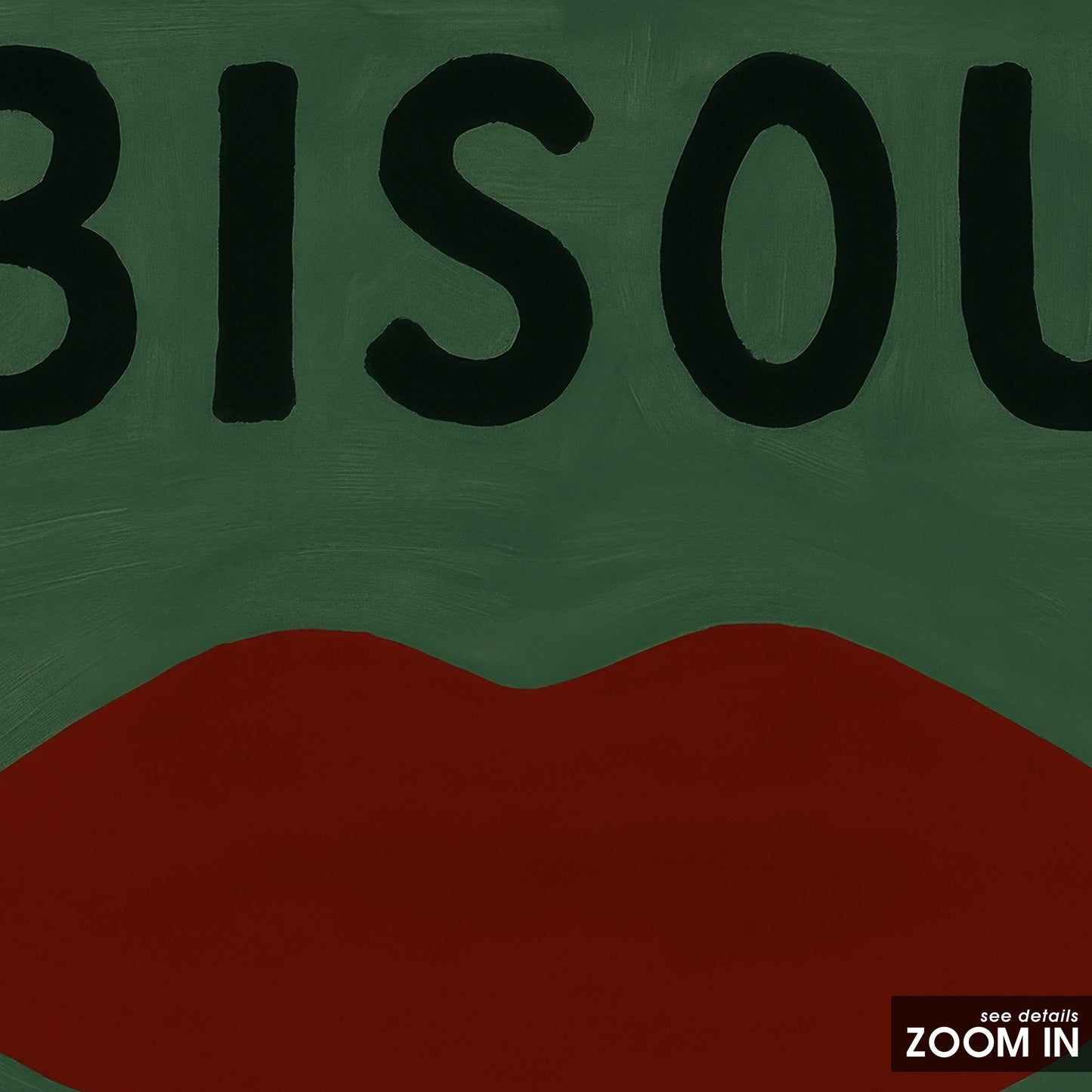 French Kiss Wall Art – Bisou Wall Print With Cheeky Lips Illustration
