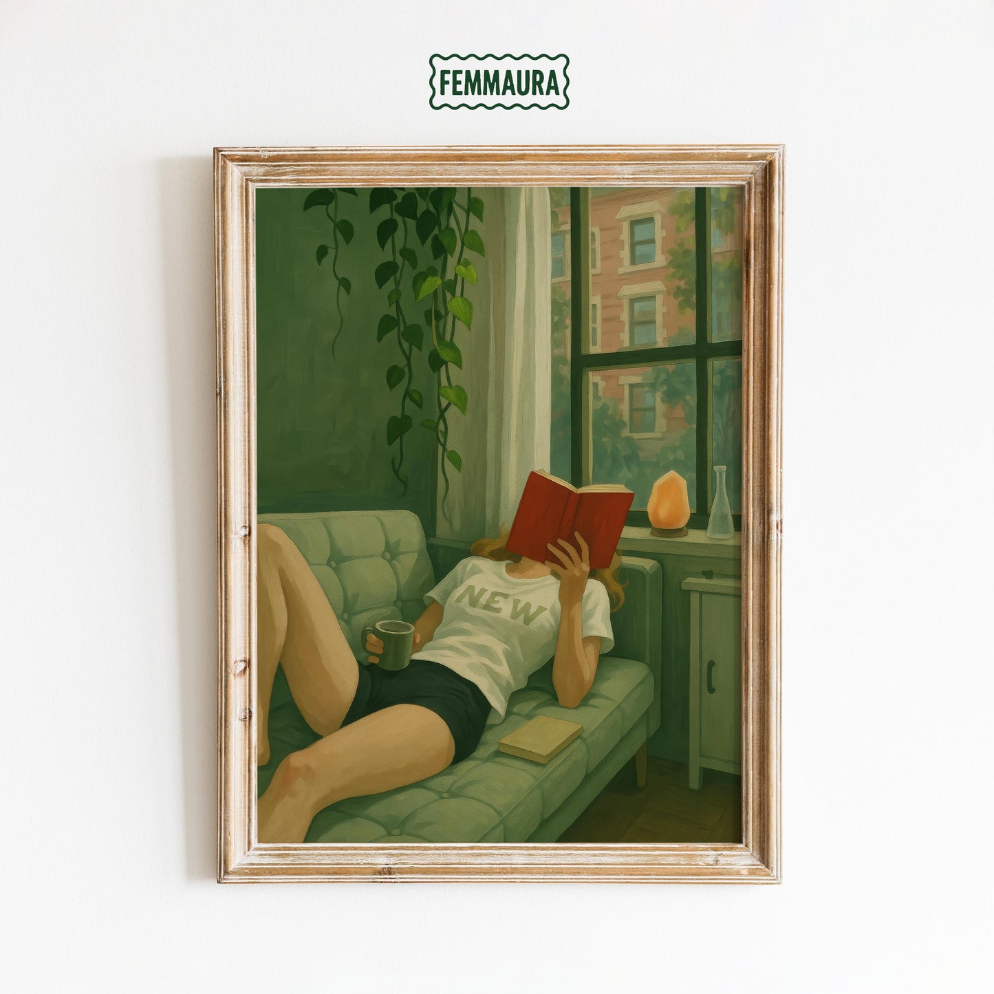 Cozy Reading Corner Art – Living Room Wall Art With Book and Coffee Print