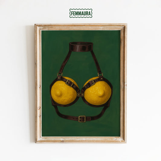 Lemon Bra Harness – Bold Surreal Citrus Fruit Art | Playful Erotic Print