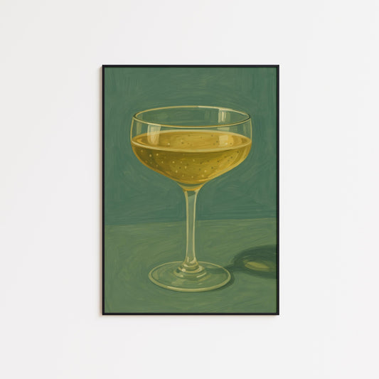 Champagne Coupe Poster – Retro Cocktail Art Print | Vintage Drink Wall Decor
