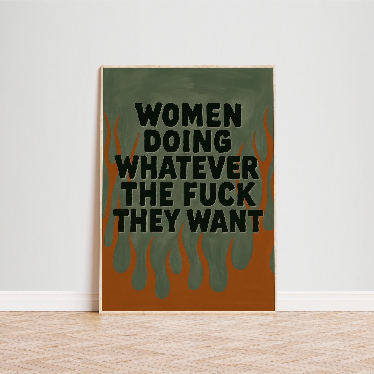 Feminist Poster – Bold Quote Print With Flame Illustration Art For Empowerment