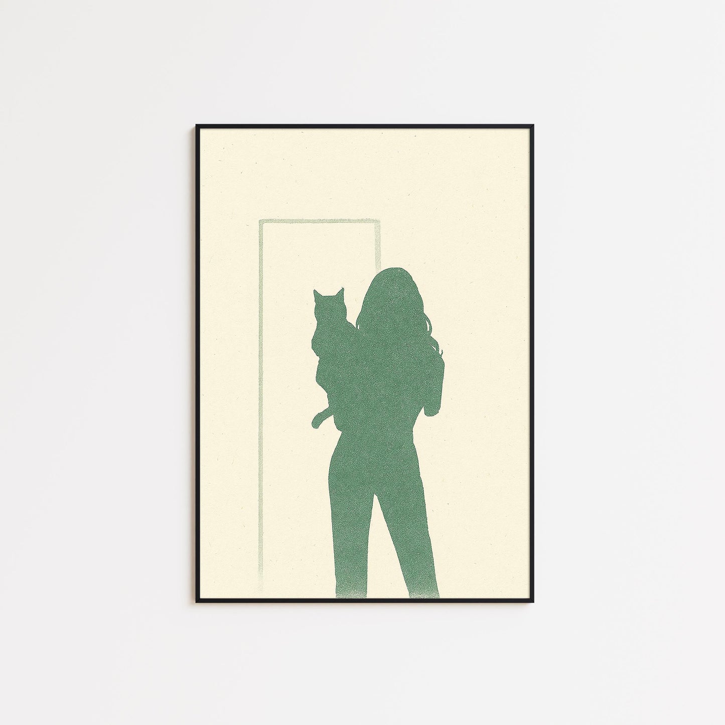 Woman and Cat Silhouette Poster – Minimal Line Art Print, Femmaura Bold Series