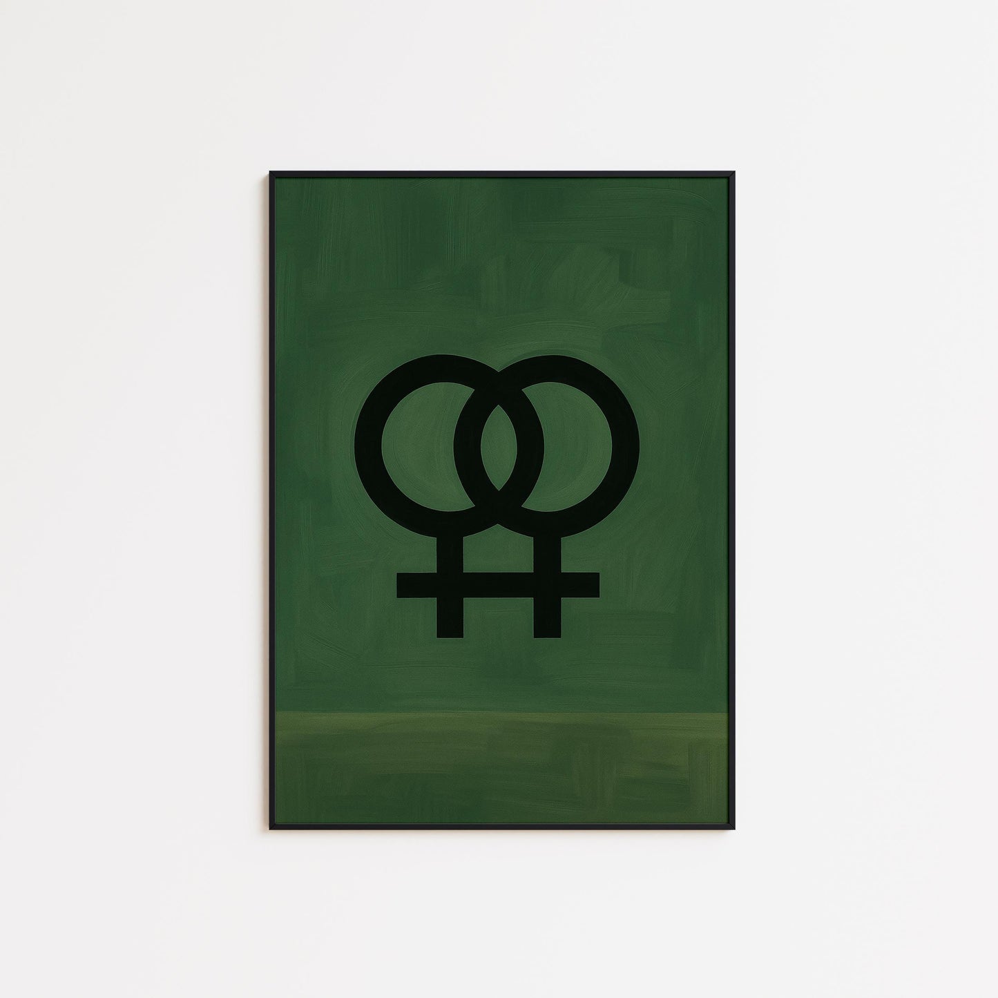 Double Venus Symbol Poster – Minimalist Feminist Wall Art With Moody Green Background