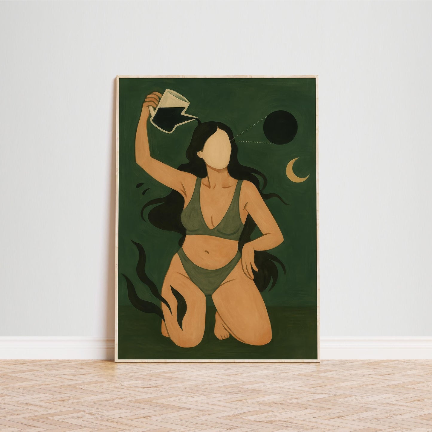 Feminine Energy Poster – Abstract Woman Print | Surreal Moon Phase Art
