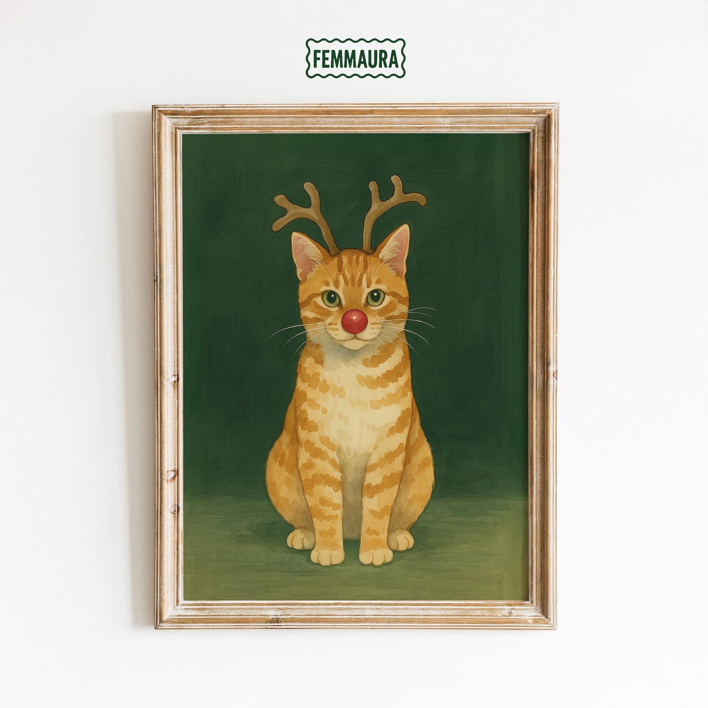 Christmas Cat Poster – Festive Wall Art With Adorable Tabby Cat Illustration