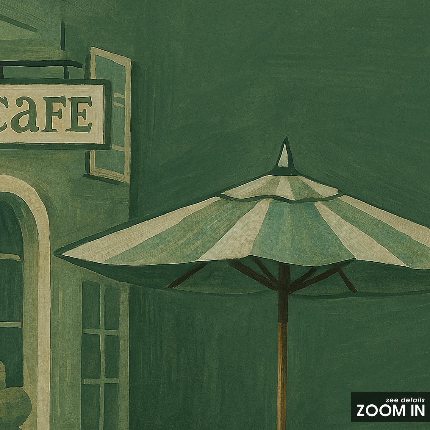 Vintage Cafe Poster – Olive Green Wall Art | French Cafe Art Print