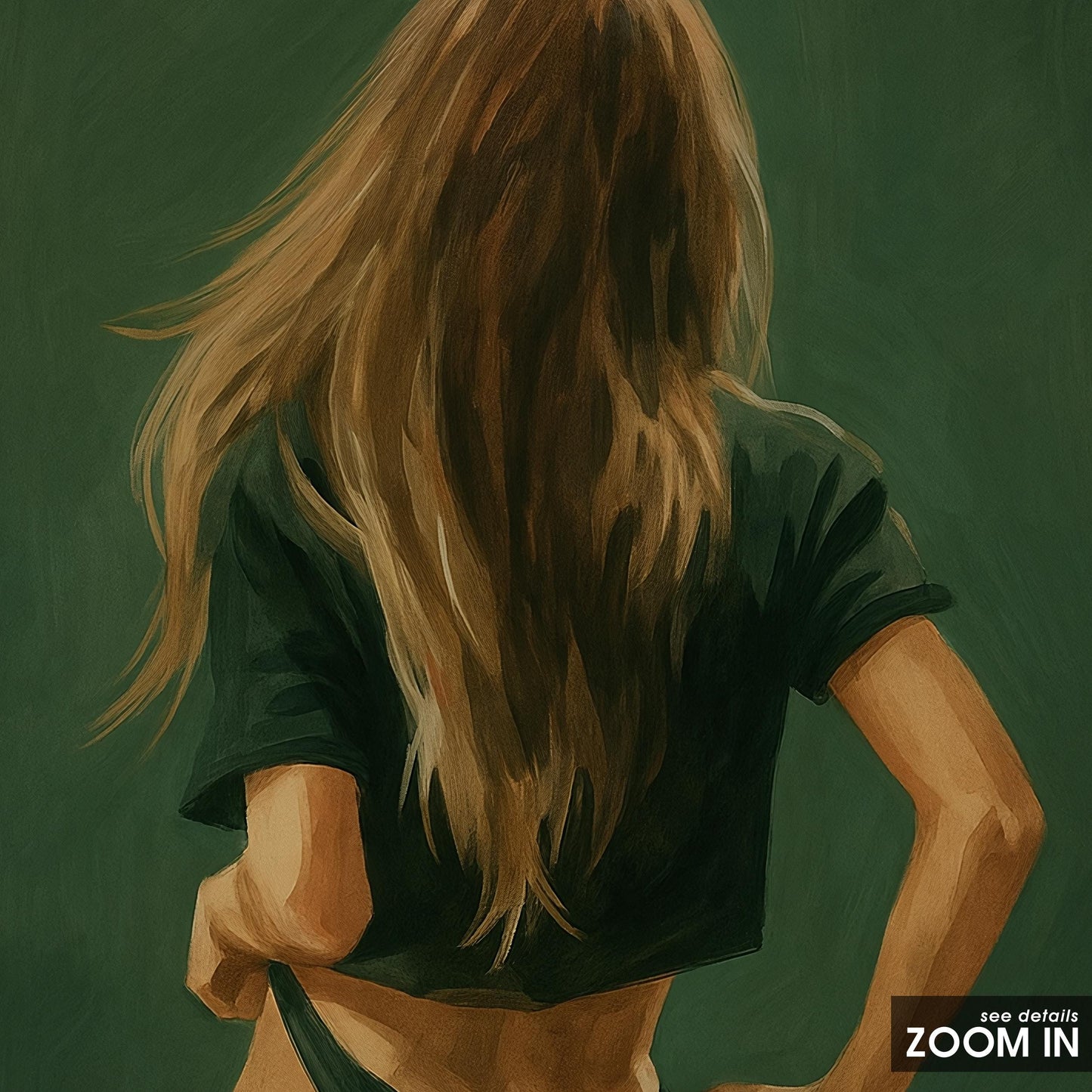 Minimal Feminine Wall Art – Elegant Nude Painting With Green Background