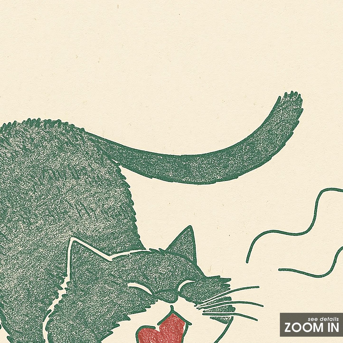 Morning Stretch Cat – Minimal Line Art Poster, Playful Vintage Illustration