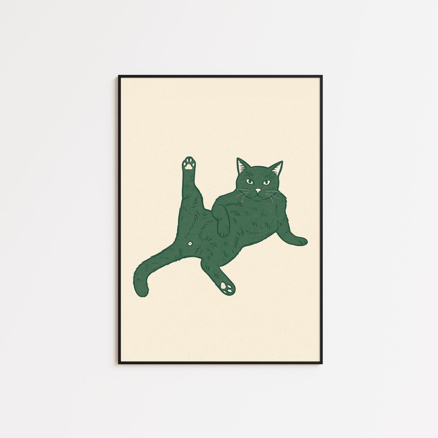 Playful Cat Poster – Funny Minimal Line Art Print