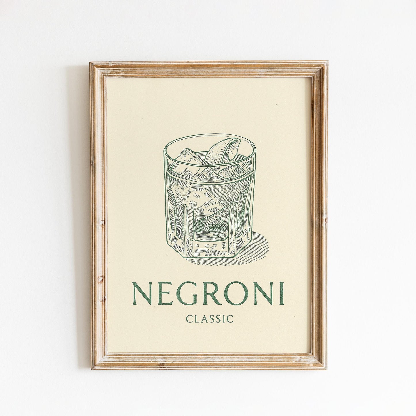 Negroni Line Art Poster – Classic Cocktail Illustration, Minimal Vintage Bar Print