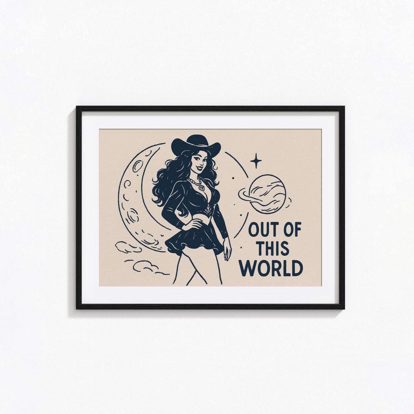 Out of This World – Retro Space Cowgirl Poster