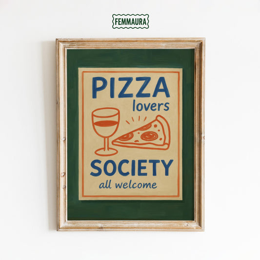 Pizza Lovers Poster – Retro Kitchen Art | Funny Food Decor & Vintage Pizza Print