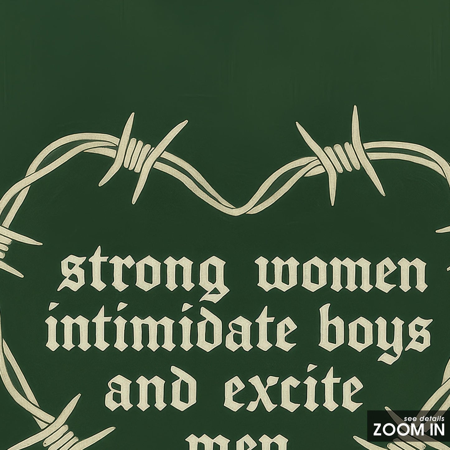 Feminist Poster – Barbed Wire Heart Gothic Wall Art With Strong Women Quote