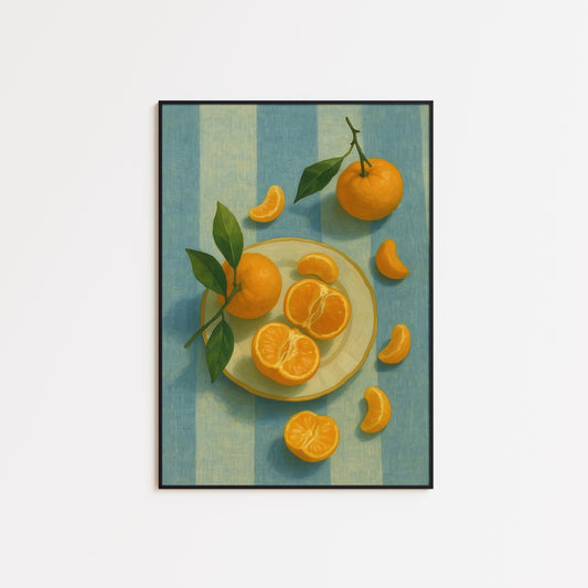 Orange Still Life Poster – Vintage Kitchen Art | Bright Citrus Wall Decor