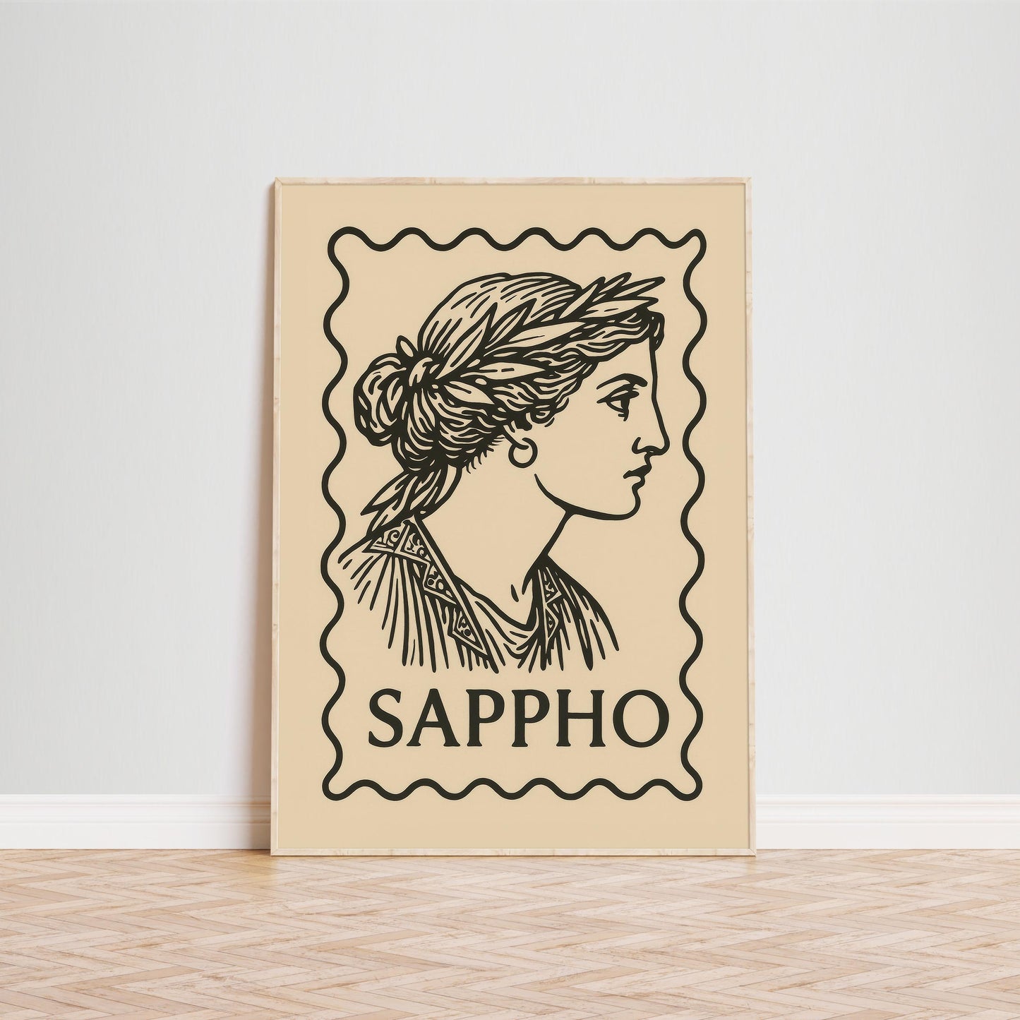 Sappho Line Art Print – Queer Feminist Retro Modern Poster for Home Decor