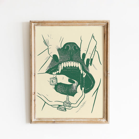 Fierce Canine Poster – Gothic Line Art Dog Print, Femmaura Bold Series