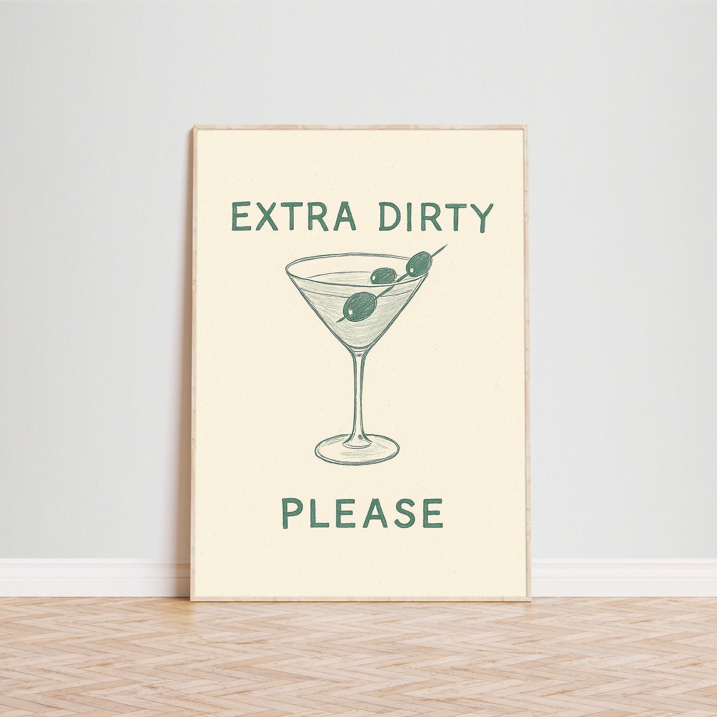 Extra Dirty Please Poster – Martini Bar Wall Art Retro Cocktail Print