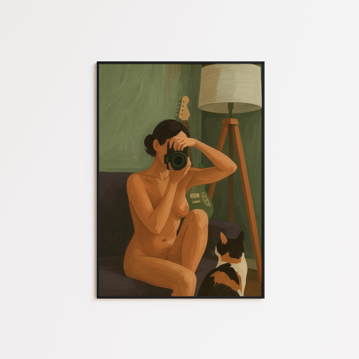 Feminine Wall Art – Self Portrait Poster With Moody Green Tones | Elegant Bedroom Decor