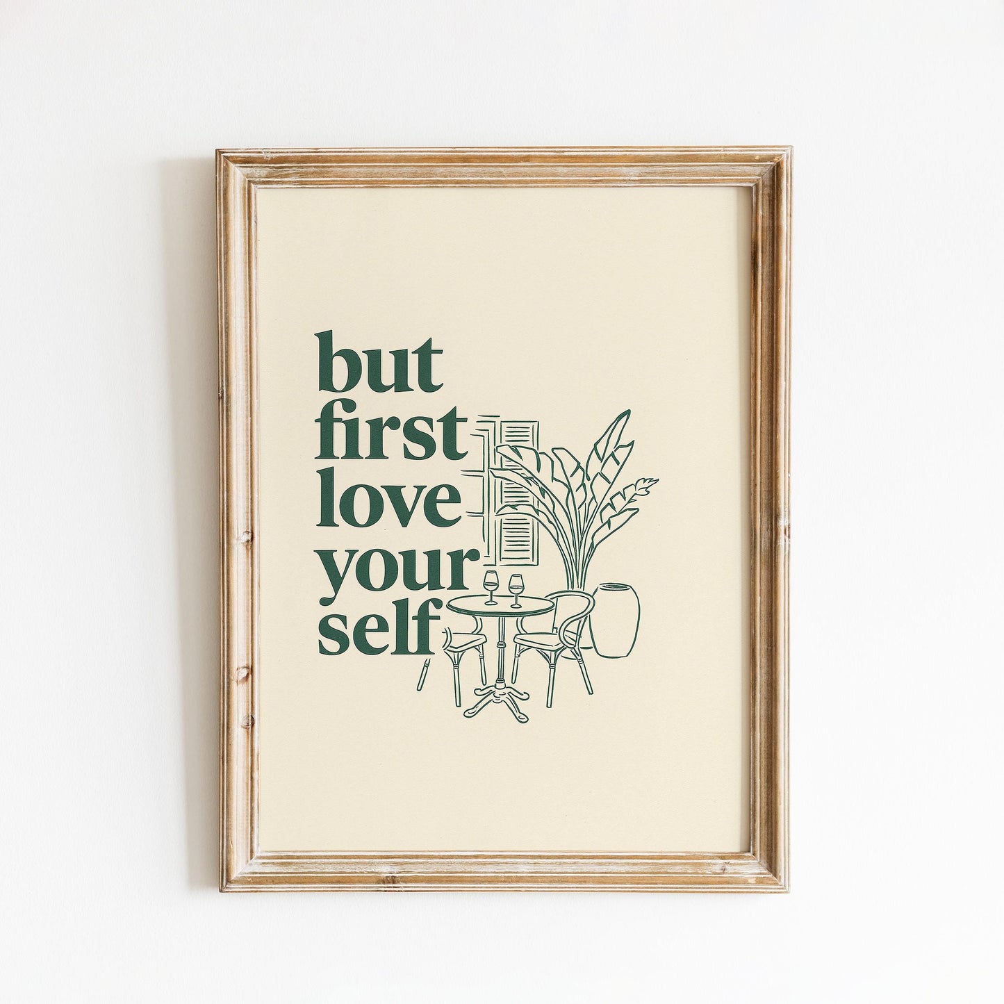 Self Love Quote Print – Minimalist Line Art, Calm Home Decor