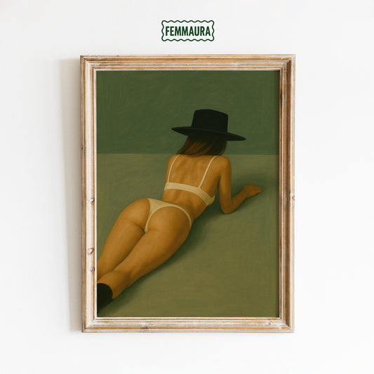 Woman In Hat Poster – Vintage Wall Art | Minimalist Feminine Retro Print