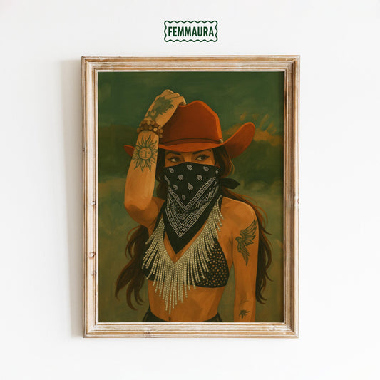 Cowgirl Outlaw Print – Bold Western Boho Art | Fierce Desert Wall Decor