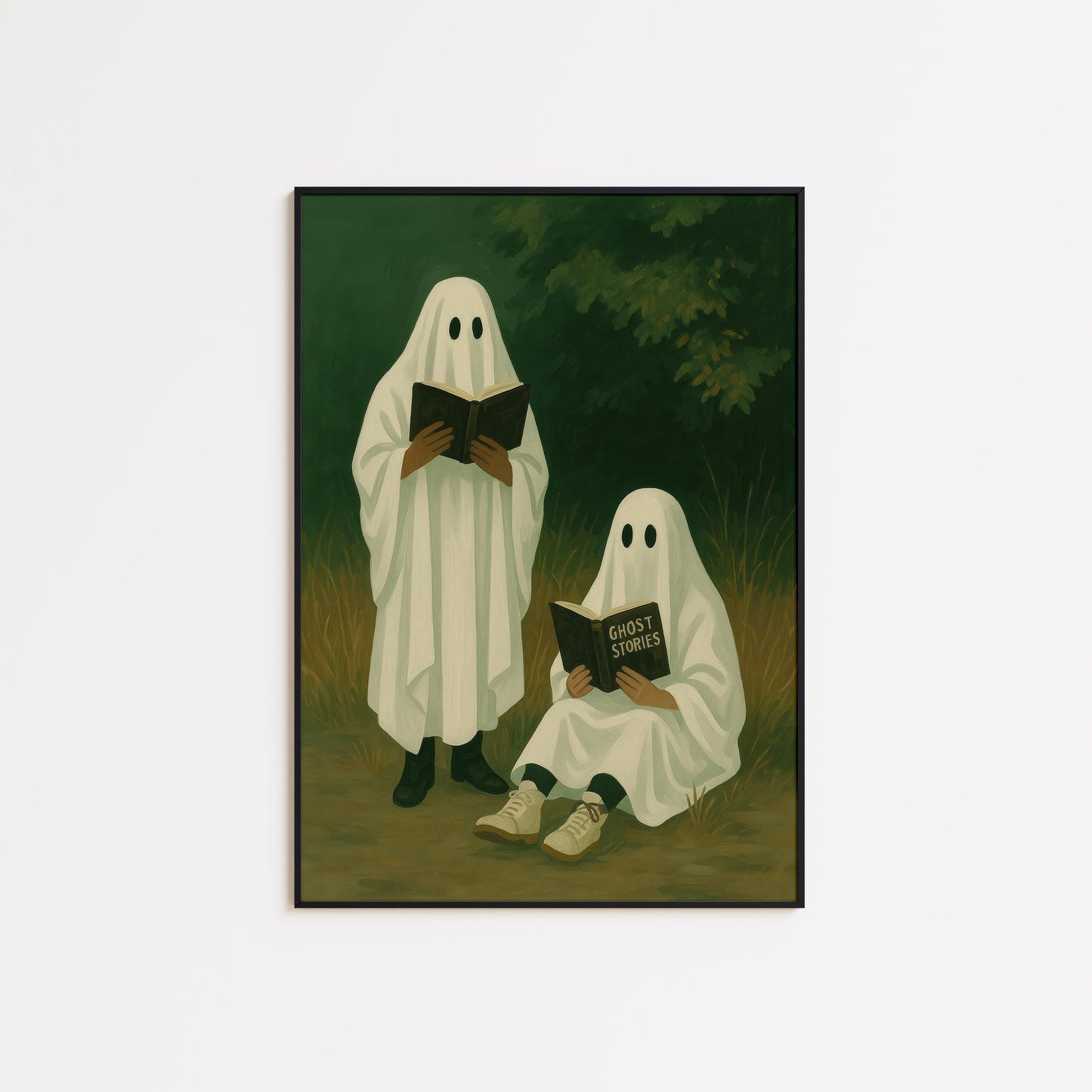 Gothic Wall Art Print – Ghost Wall Art With Whimsical, Moody Reading Scene