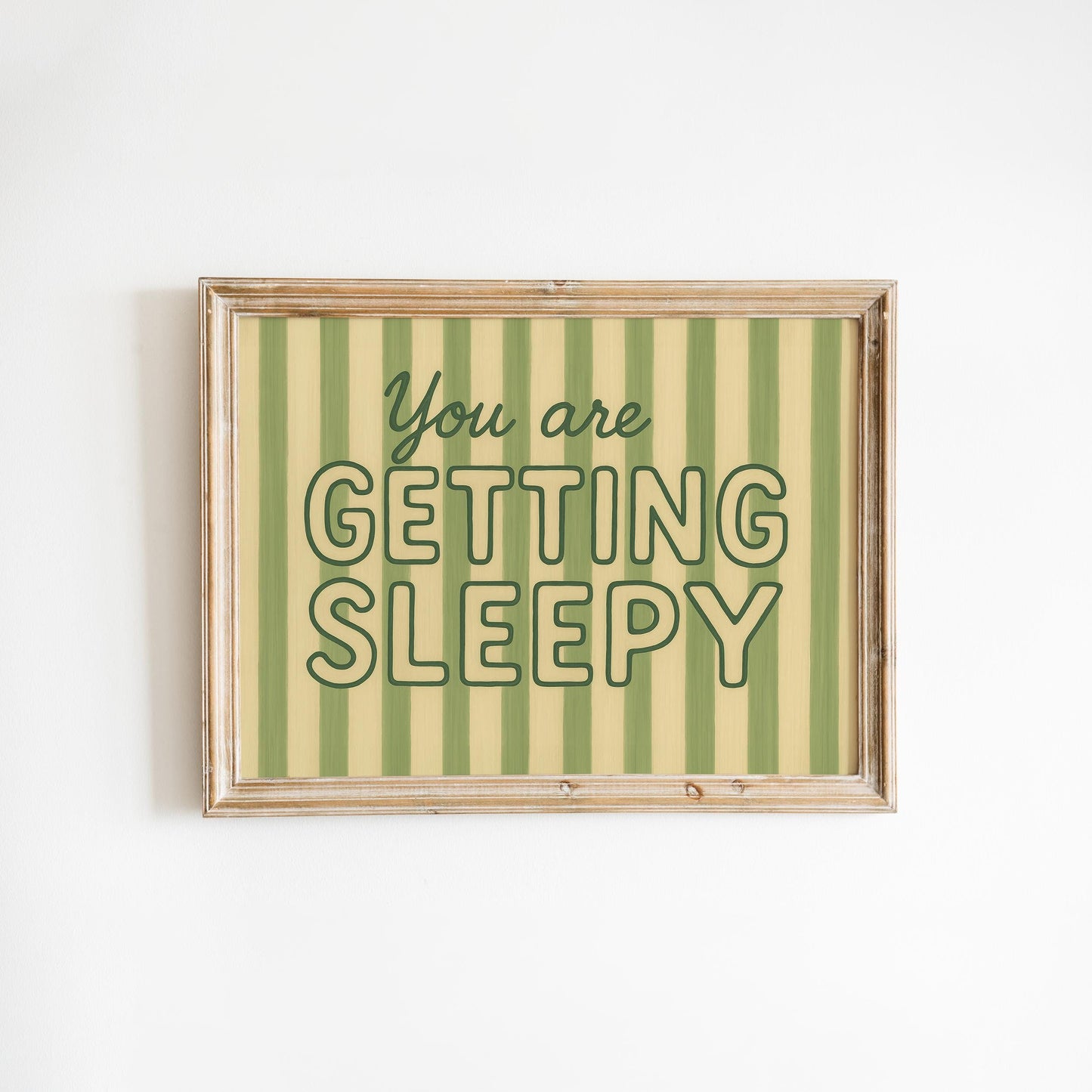 Retro Bedroom Poster – Sleepy Wall Art With Vintage Humor & Striped Design