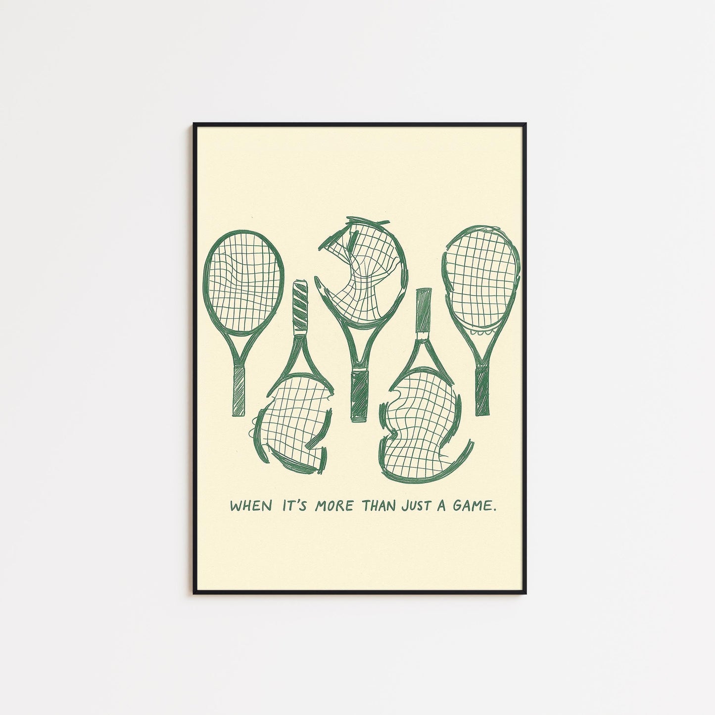 Broken Tennis Rackets Poster – “When It’s More Than Just a Game” Minimal Sports Print