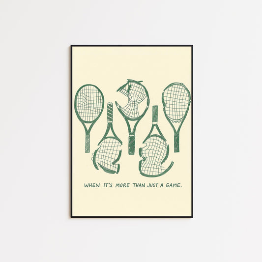 Broken Tennis Rackets Poster – “When It’s More Than Just a Game” Minimal Sports Print