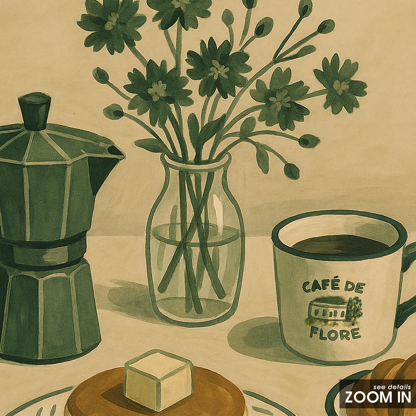 French Breakfast Poster – Parisian Wall Art | Vintage Café de Flore Print