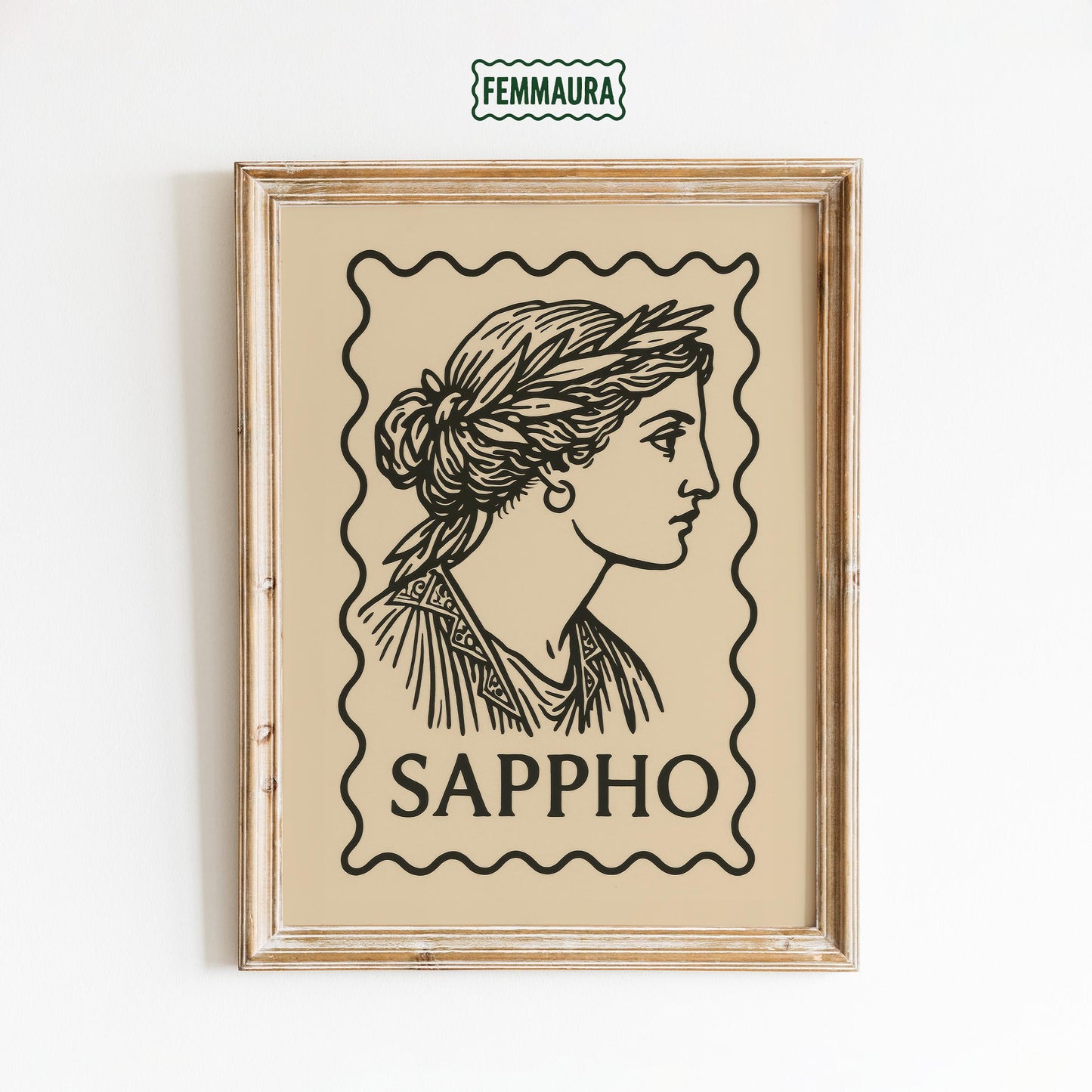 Sappho Line Art Print – Queer Feminist Retro Modern Poster for Home Decor
