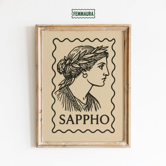 Sappho Line Art Print – Queer Feminist Retro Modern Poster for Home Decor