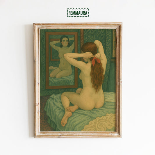 Vintage Nude Wall Art – Elegant Mirror Wall Decor With Soft Warm Tones