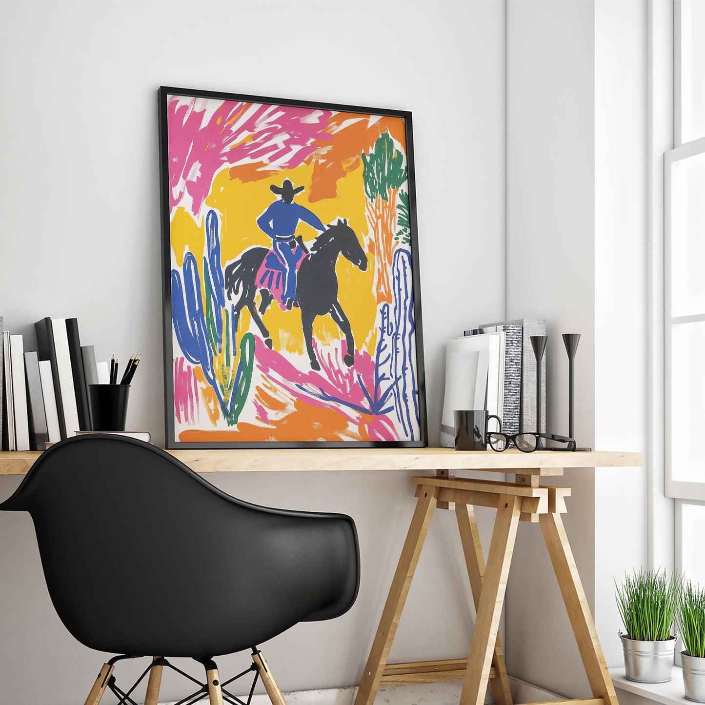 Desert Cowboy Ride – Bold Western Pop Art Poster