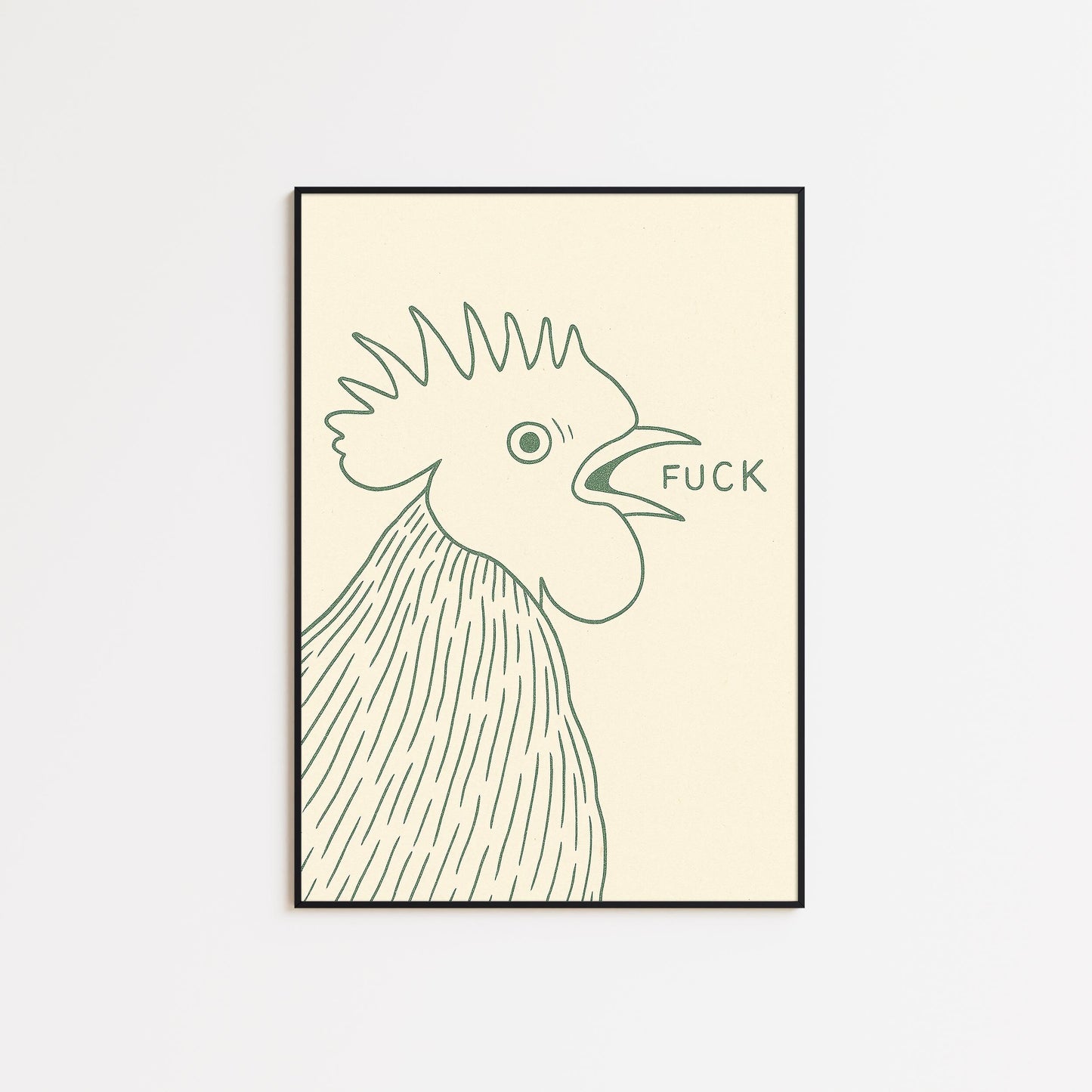 Funny Rooster Poster – Minimal Kitchen Wall Art, Bold Farm Animal Print