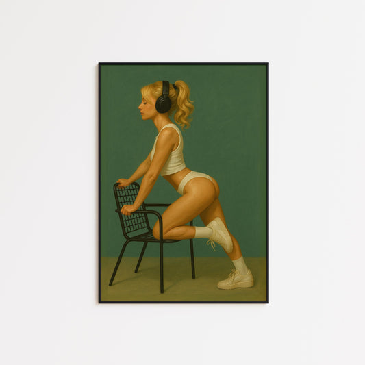 Vintage Retro Poster – Girl With Headphones Retro Fitness Wall Art