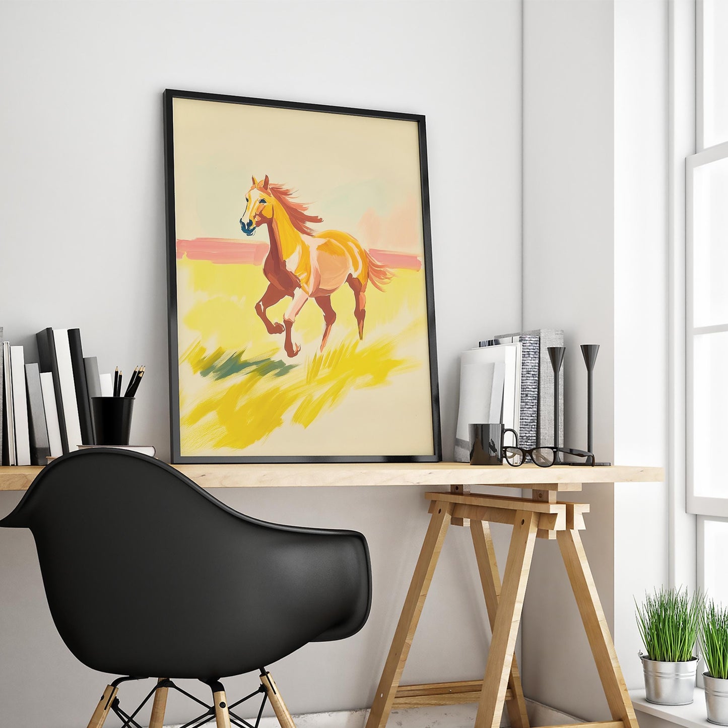 Wild Mustard Horse – Western Abstract Equine Poster
