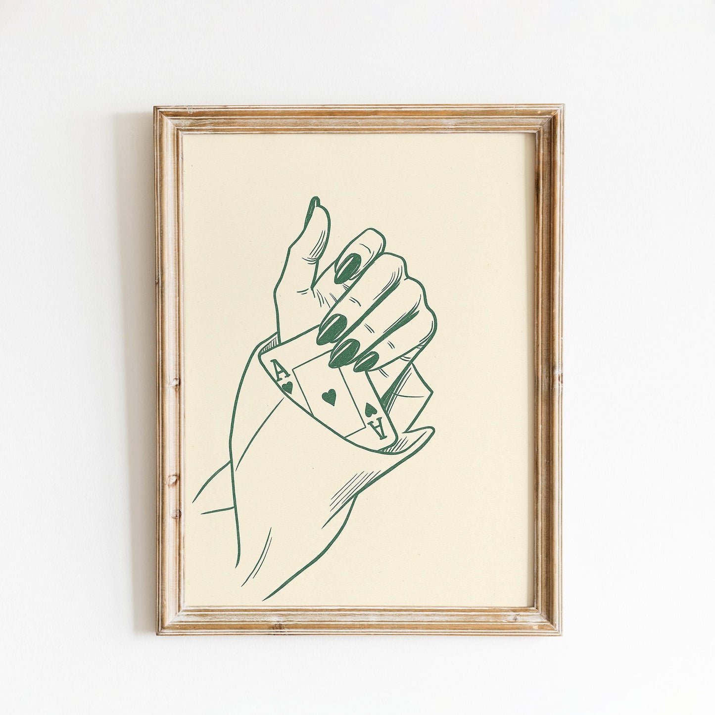 Ace in Hand Poster – Minimal Line Art Woman Print, Femmaura Bold Series