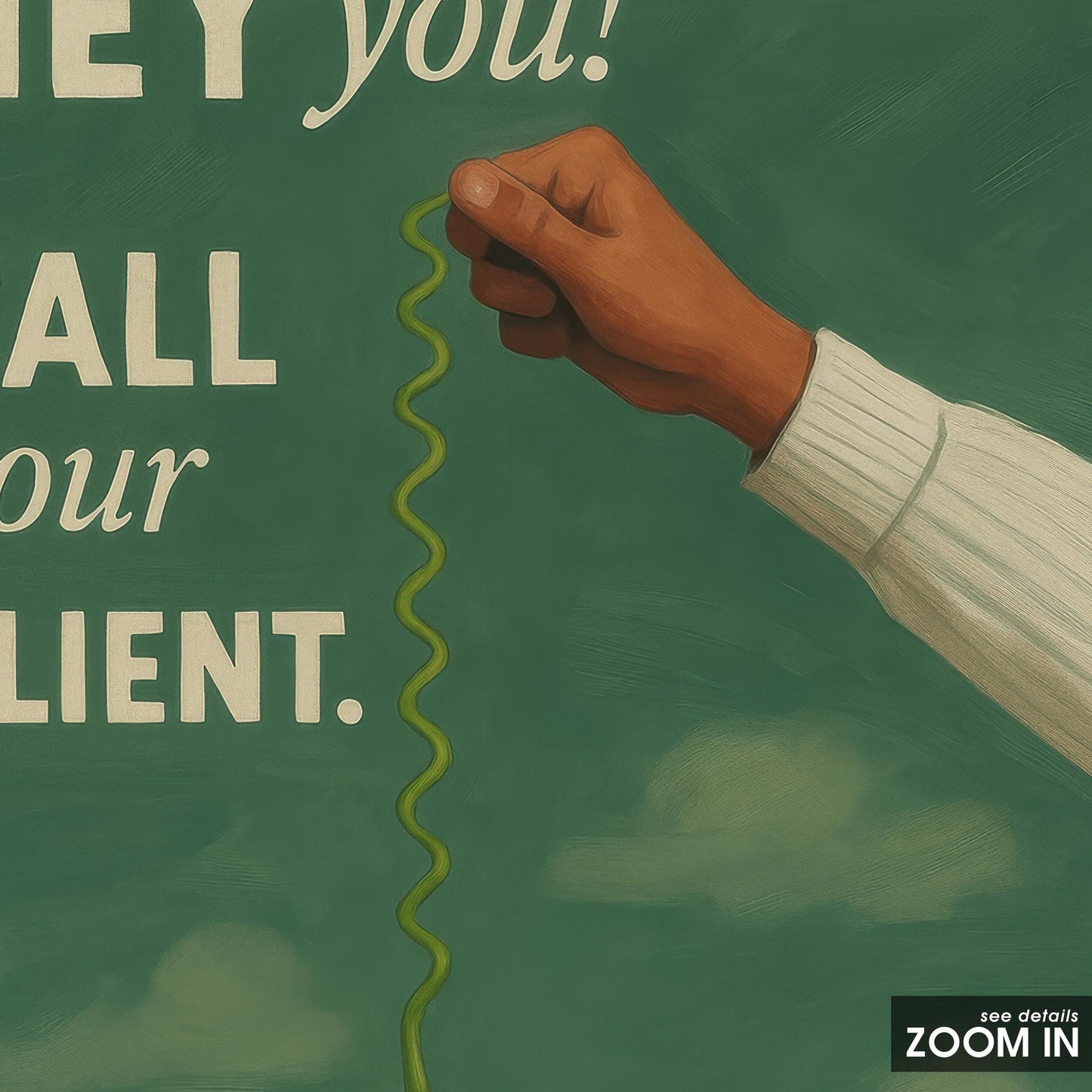 Motivational Office Wall Art – Call Your Client Print With Green Phone Design