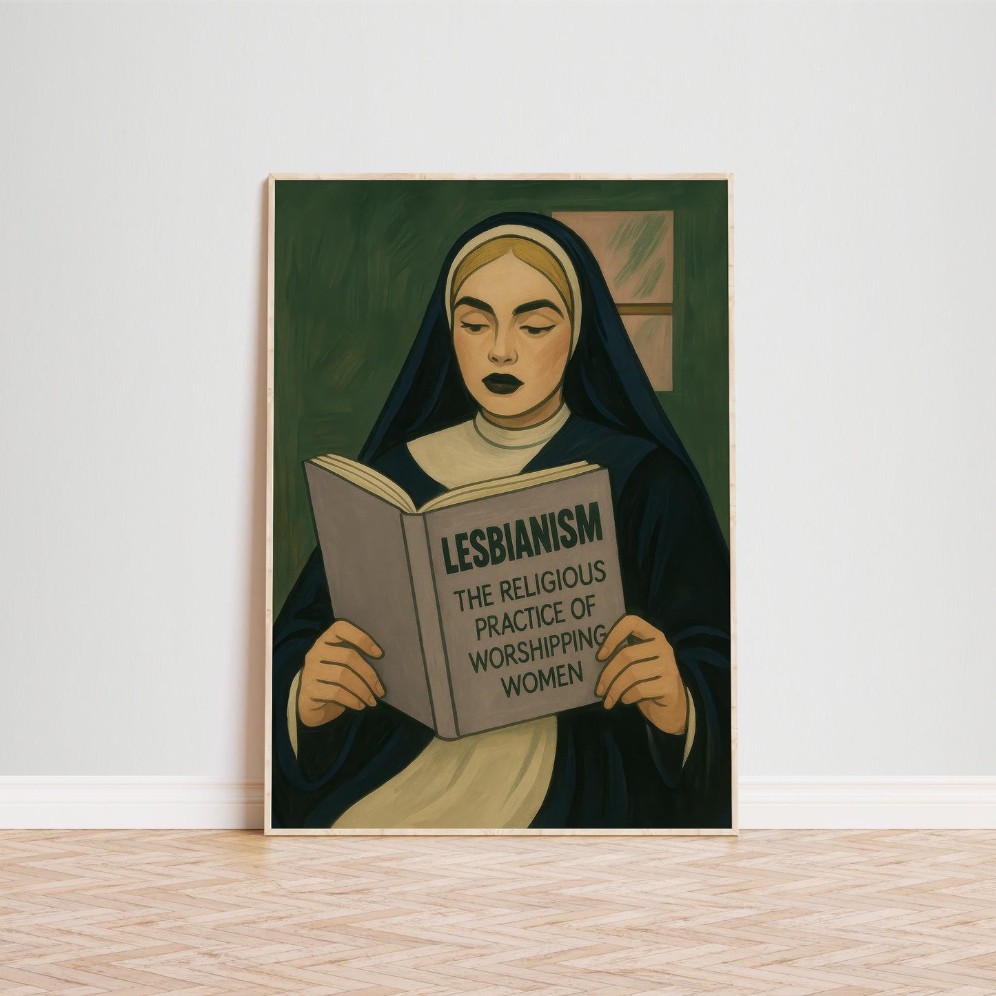 Feminist Nun Poster – Bold Queer Wall Art | Retro Religious Satire Print