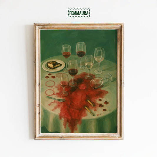 Wine Spill Art – Dramatic Dining Table Art With Moody Kitchen Decor