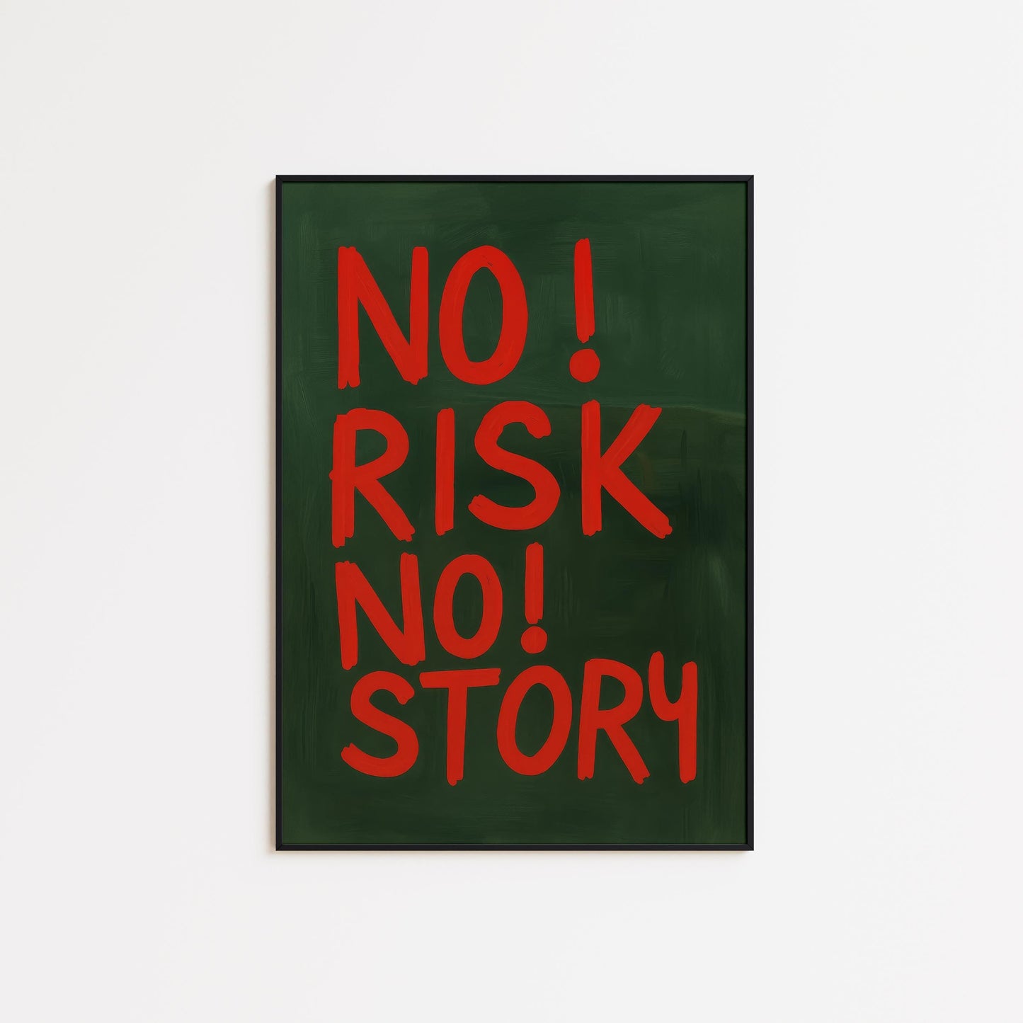 No Risk No Story Poster – Bold Red Retro Typography Wall Art
