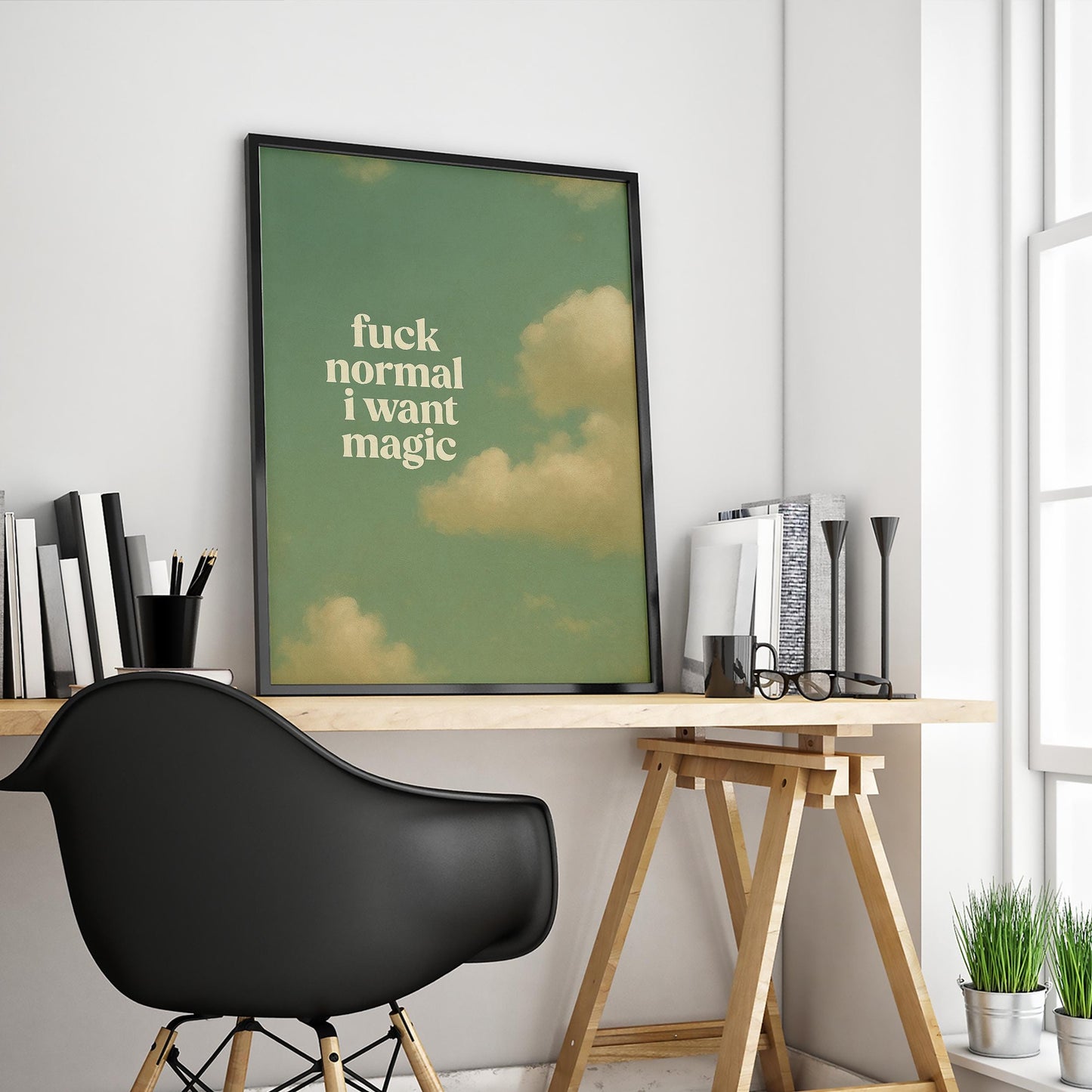 Bold Cloud Quote Poster – Magic Statement Wall Print With Dreamy Sky Art