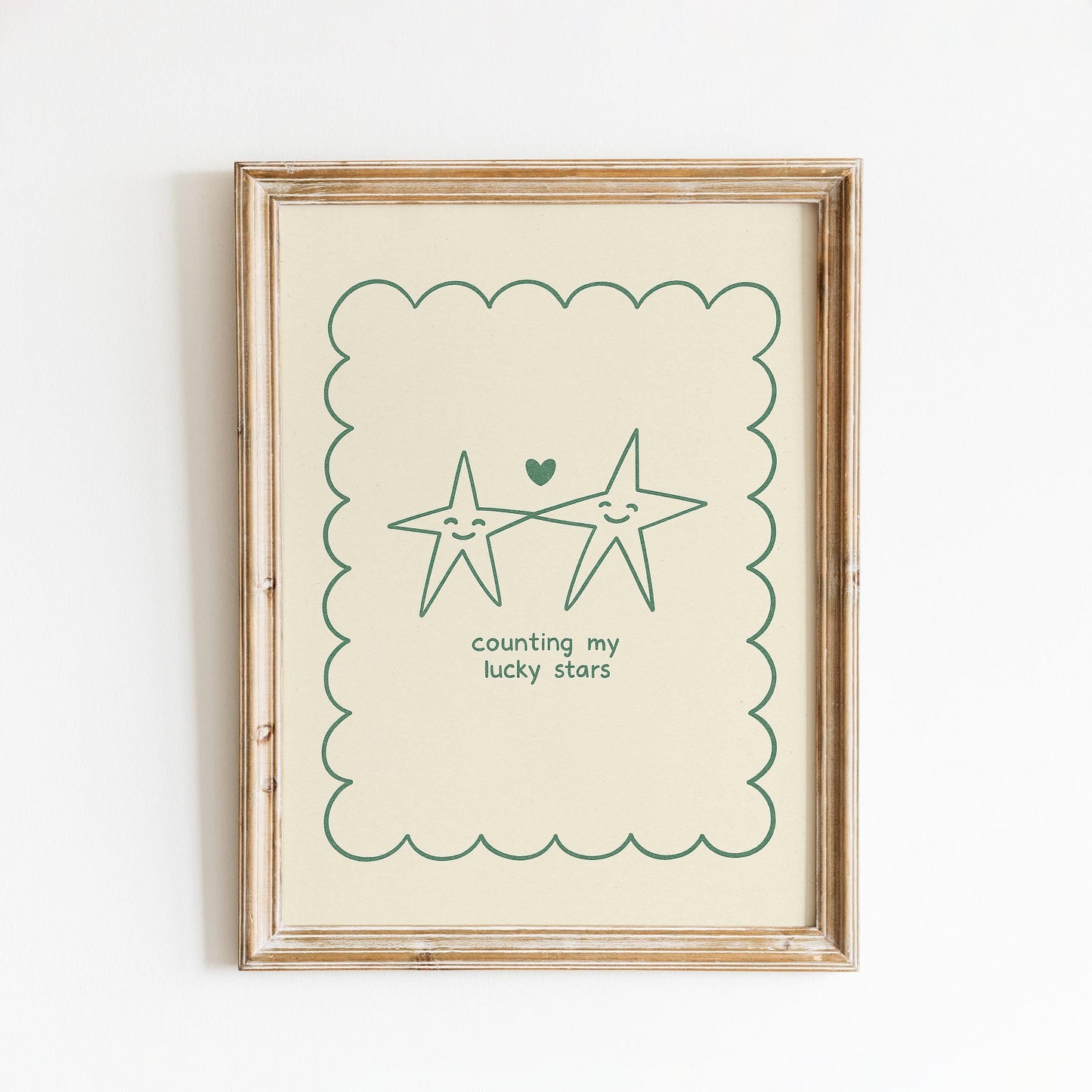 Counting My Lucky Stars Poster – Minimal Cute Line Art, Wholesome Wall Print